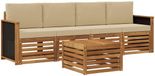 vidaXL Ensemble de canapés d'extérieur 5 pièces Naturel et Beige Acacia massif