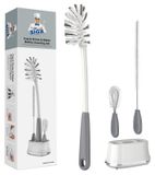 Set de brosses à bouteilles - Long et fin - Avec support de rangement - Lot de 3