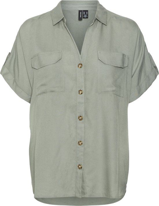 VERO MODA VMBUMPY S/S SHIRT WVN GA NOOS Women's Blouse - Size XL - Laurel Wreath