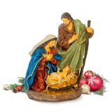 Avilia crèche figurines en résine durable, 24,5 x 29,5 cm, crèche faite à la main avec la Sainte Famille, idéal pour la décoration de votre berceau ou crèche – également idéal comme idée cadeau