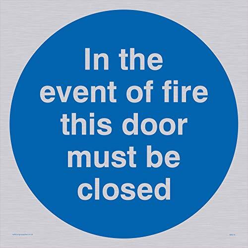 Viking Signs Viking Signs MA214-S40-SV "In The Event Of Fire This Door Must Be Closed" Sign, Silver Vinyl, 400 mm x 400 mm