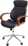 MCW Bureaustoel MCW-H39, bureaustoel bureaustoel directiestoel, gebogen hout walnoot look kunstleer MVG-gecertificeerd ~ zwart