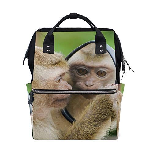 MONTOJ Aap kijken de spiegel Canvas rugzak Travel Campus rugzak