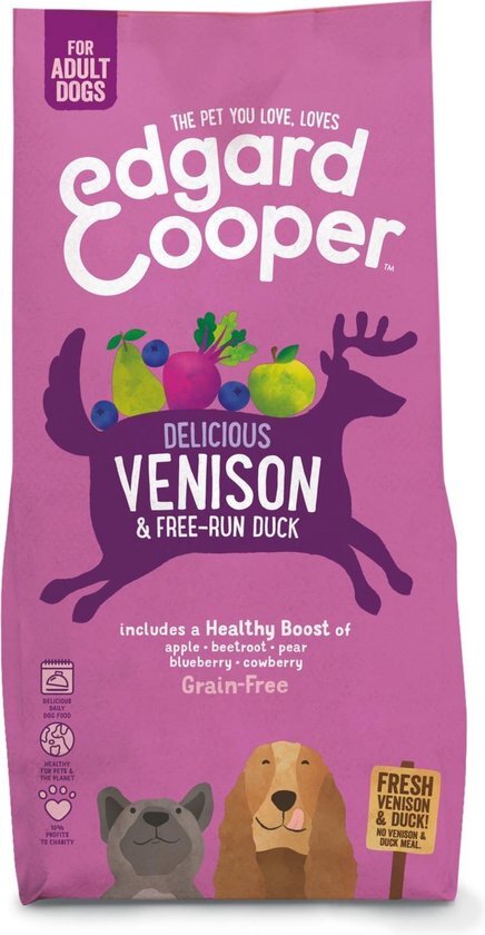 Edgard & Cooper Edgard&Cooper Delicious Venison Adult Hert&Eend&Appel - Hondenvoer - 7 kg Graanvrij