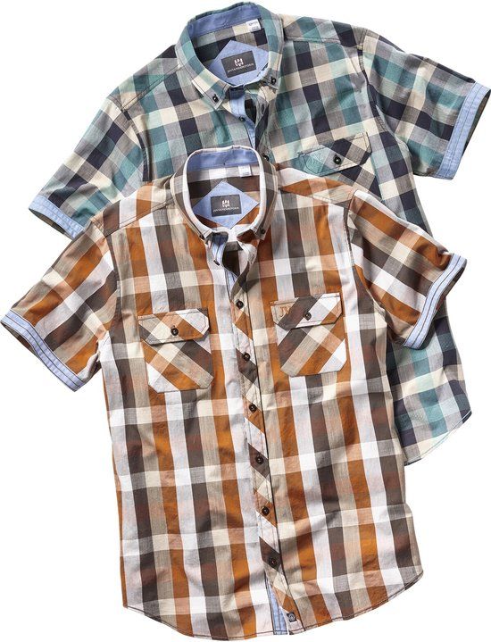Jan Vanderstorm Heren Overhemden, Set Van 2, Oranje, Maat 43/44, Plus Size