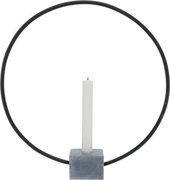 Boltze Home Kaarsenstandaard Ring Congo - Zwart - Metaal - H38cm