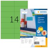 HERMA 4559 Gekleurde Etiketten A4, set van 14 (105 x 42,3 mm, 1.400 velles, papier, mat) zelfklevend, bedrukbaar, permanent Klevende Kleuretiketten, 19.600 etiketten voor printer, Grön