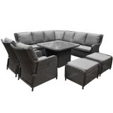 premium collection Bilbao Bilbao premium dining loungeset 8 delig antraciet wicker