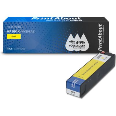 PrintAbout Huismerk HP 991X (M0J98AE) Inktcartridge Geel Hoge capaciteit