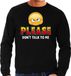 Bellatio Decorations Shoppartners Bv Funny emoticon sweater Please dont talk to me zwart voor heren - Fun / cadeau trui M