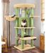 Poteau griffoir d'angle - 130 cm - Vert - Avec plateforme et hamac