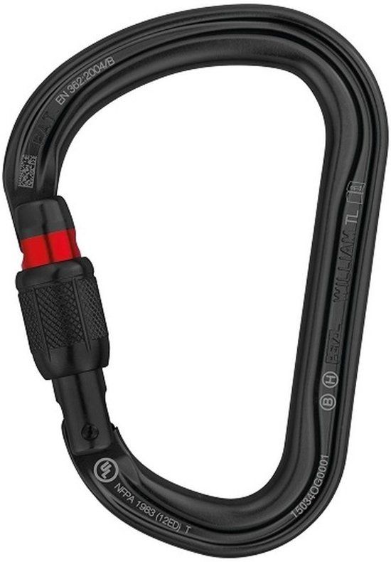 Petzl William Zwart Screw Lock Karabiner - Zwart