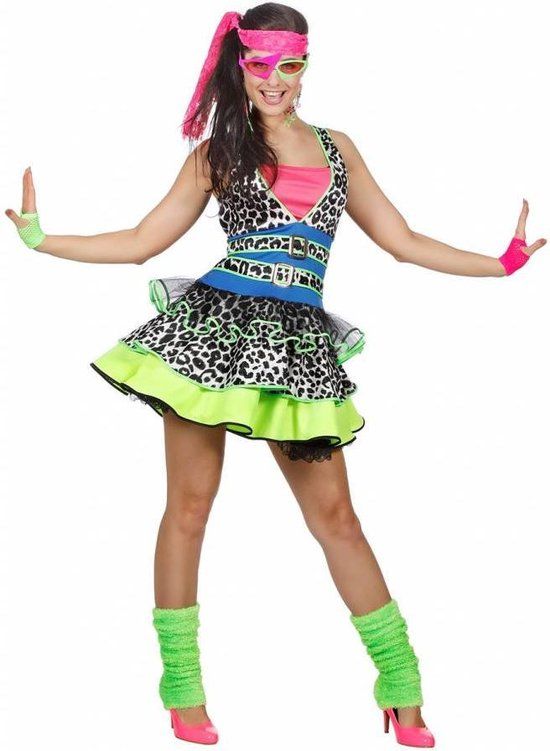 80's Girl kostuum Neon - Maat 36