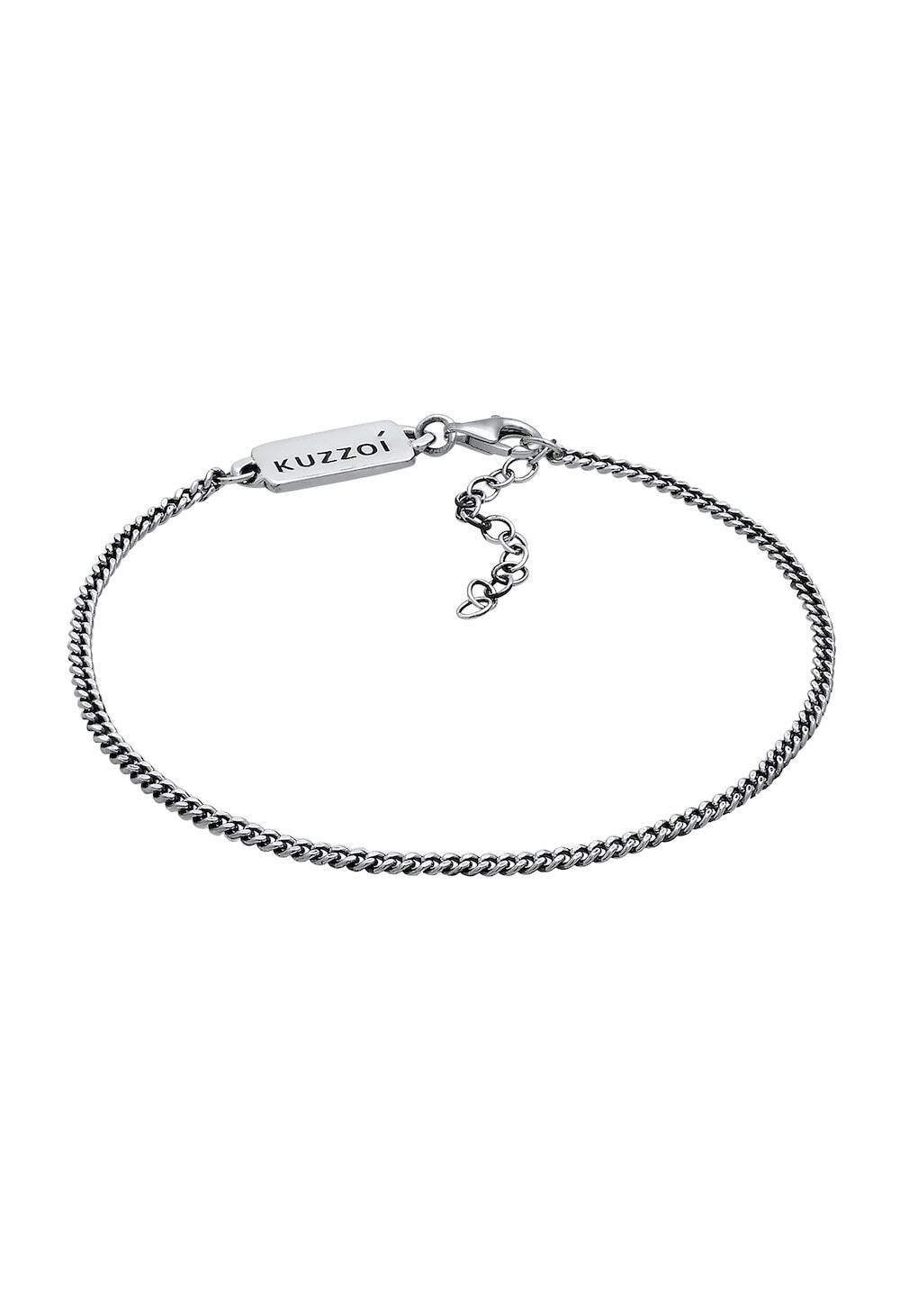 KUZZOI KUZZOI KUZZOI Armband Heren Curb Chain Basic Minimal Verstelbaar in 925 Sterling Zilver Mannen sieraden