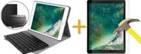 iCall iCall Toetsenbord Bookcase voor Apple iPad 9.7 2017 / 2018 - Bluetooth Keyboard Hoesje Cover Zwart voor 9.7 2017 + Screenprotector