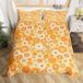 Ensemble de literie Retro Imprimé floral King Size Beige Blanc 3 pièces