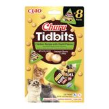 INABA Churu Tidbits kattensnoepjes met hoogwaardige ingrediënten, rijk aan vocht en eiwitten, caloriearm, zonder granen of suiker 96g