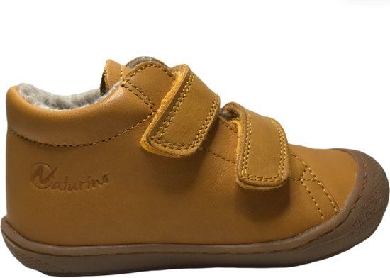 Naturino Cocoon oker leren sneakers met klittenband - Maat 24