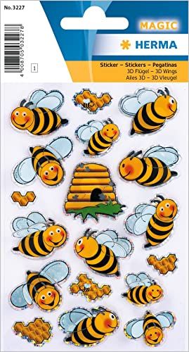 HERMA 3227 3D-stickers voor kinderen, bijen (18 stickers, folie, mat)