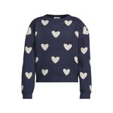 Me & My Monkey rechtvallende gebreide trui met hartjes - donkerblauw