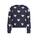 Me & My Monkey rechtvallende gebreide trui met hartjes - donkerblauw