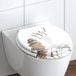 WC-bril met softclosemechanisme, van hout, toiletbril met wc-deksel, houten kern, toiletdeksel met motief (maximale belasting van de wc-bril 150 kg), wit