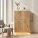 Commode 5 tiroirs en bois naturel avec éclairage LED 3 couleurs - Buffet de rangement 73x40x111 cm - Poignées métalliques pour salon et chambre
