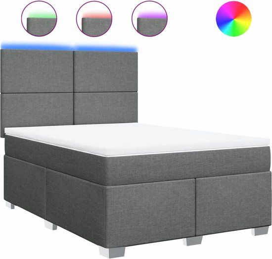 vidaXL Boxspring met matras stof donkergrijs 160x200 cm