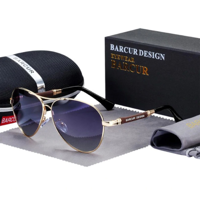 Barcur Barcur Spiegel Zonnebril - Titanium Legering Pilotenbril met UV400 en Polarisatie Filter voor Mannen en Vrouwen - Goud