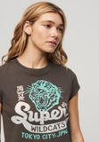 Superdry - Embellished Poster T-shirt met kapmouwen - Dames - T-shirts - vintage black - UK12-EU40