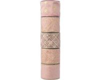 Decoris 3 stuks! Kerst Lint polyester draad l270 cm en b6.3 cm roze