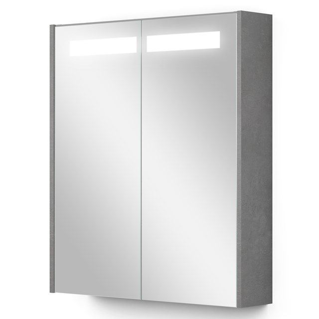 Maxaro Modulo Spiegelkast 60x70cm Lichtgrijs Beton - Met Verlichting