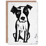 Artery8 Dog Lover Abstract Black White Terrier Blank For Him Or Her Art Birthday Card