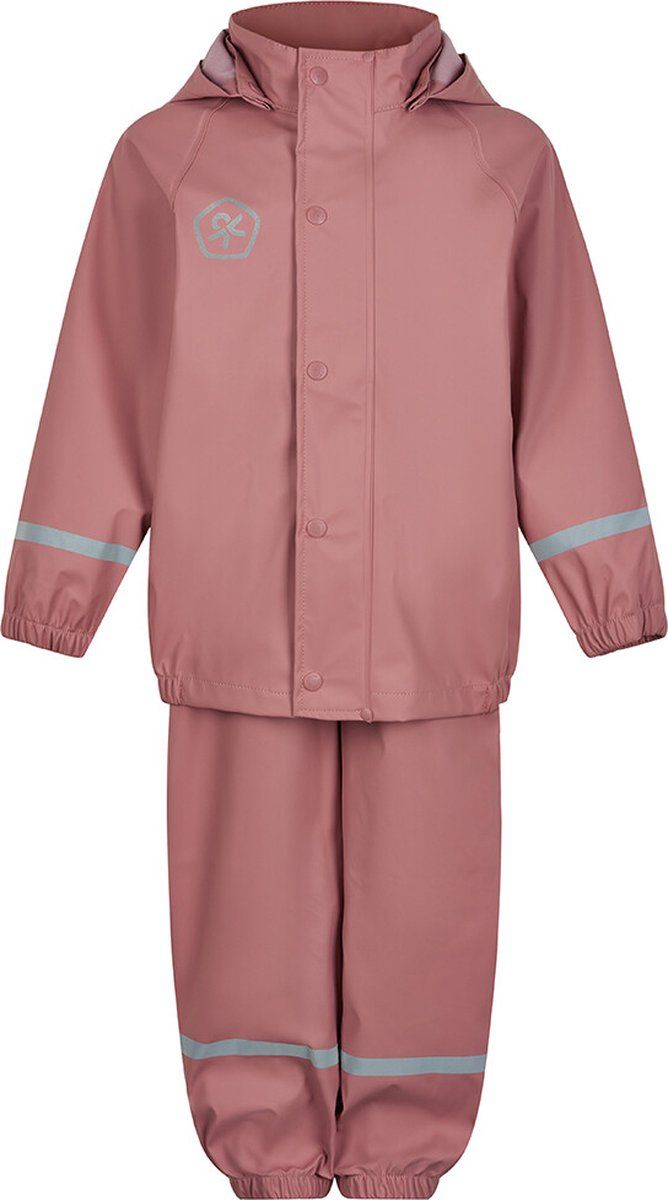 Color Kids - Regenpak set met bretels voor kinderen - Roze - maat 104cm