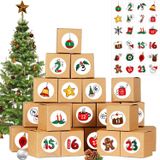 oCreon Adventskalender Adventskalender 2025-24 kerstdozen - 24 stickers - Adventskalender om zelf in te vullen voor cadeaus - Snoep