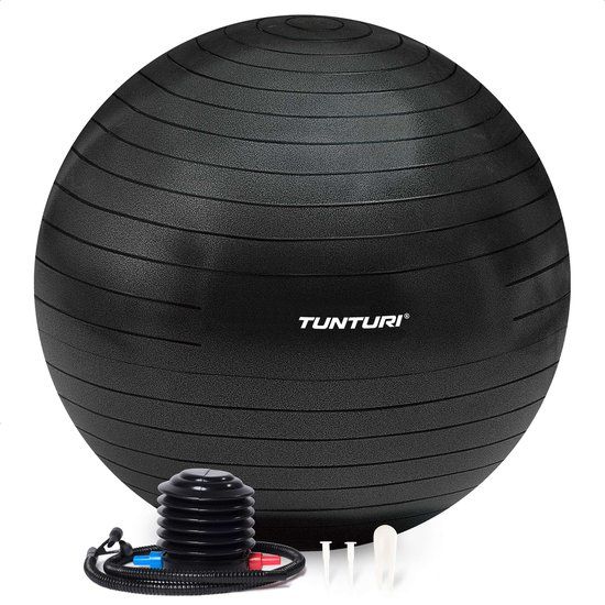 Tunturi Anti Burst Fitness bal met Pomp - Yoga bal 75 cm - Pilates bal - Zwangerschapsbal - Zwart