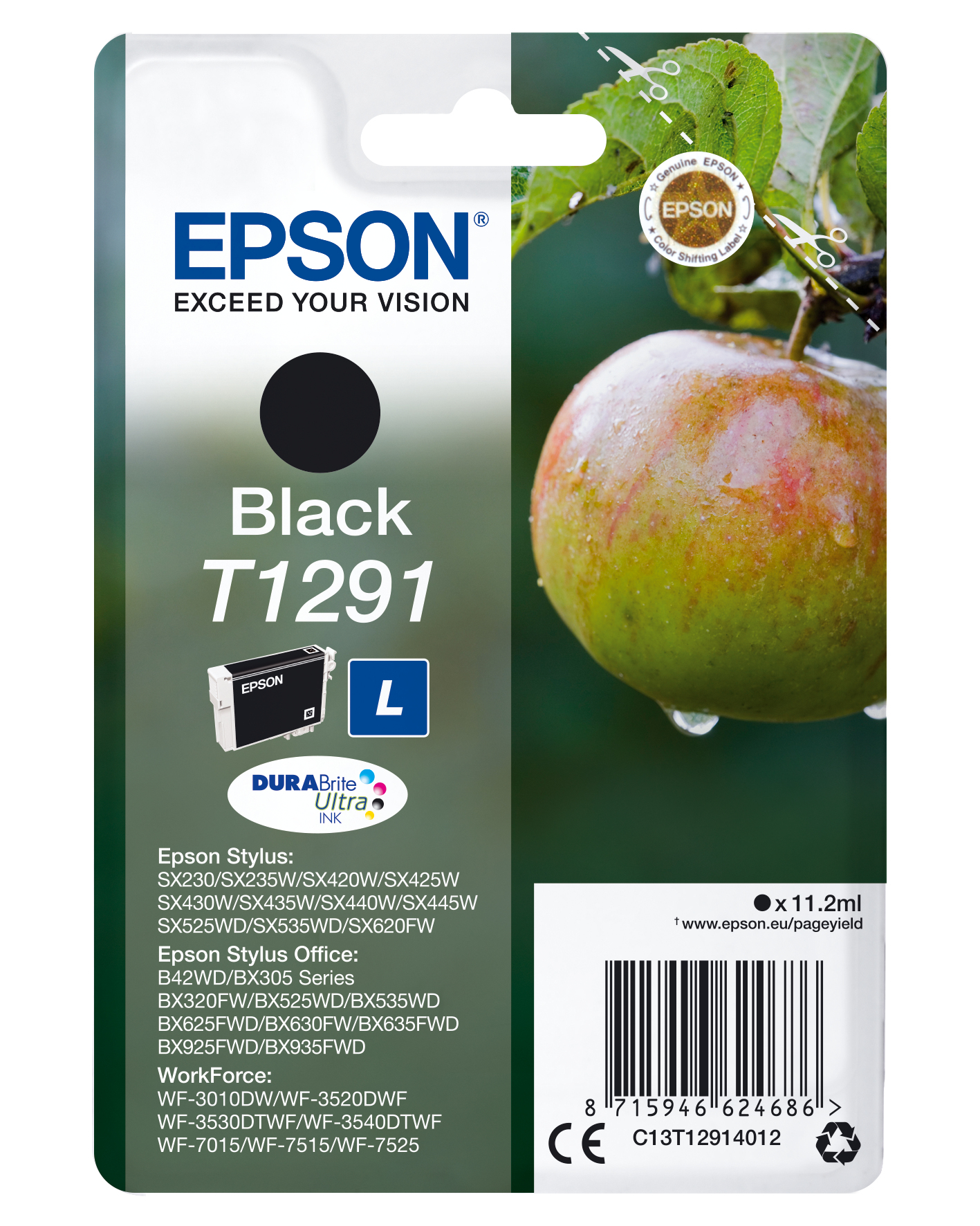 Epson Singlepack Black T1291 DURABrite Ultra Ink