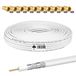 HB-DIGITAL 30m Coaxkabel HQ-135 - 135dB SAT-kabel - 8K 4K UHD - 4-Voudig Afgeschermd - Incl. 10 F-Stekkers