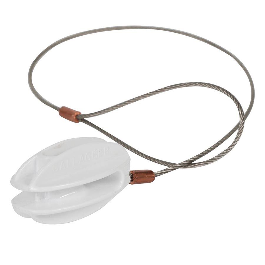 Gallagher Hoekisolator versterkt wit met RVS kabel (5) - 079483