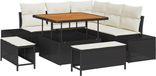 vidaXL Tuinbank Set 8-delig Zwart Polywood