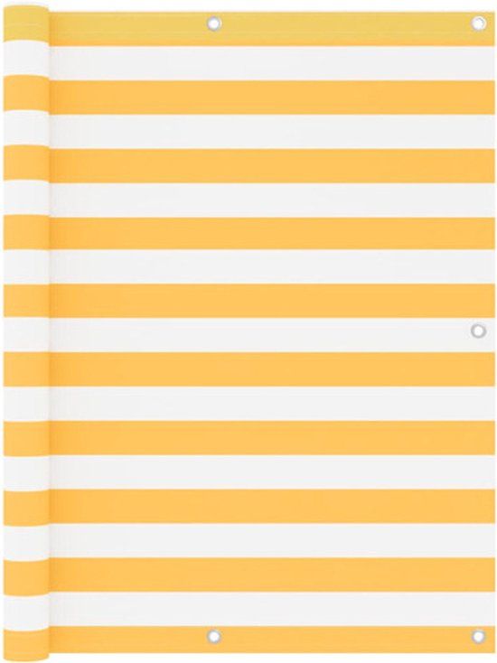 vidaXL Balkonscherm - 120x400 cm - Oxford stof - Wit en Geel