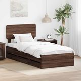 vidaXL - Cadre de lit - avec - tiroir - Chêne brun - 100 - x - 200 - cm - Bois composite