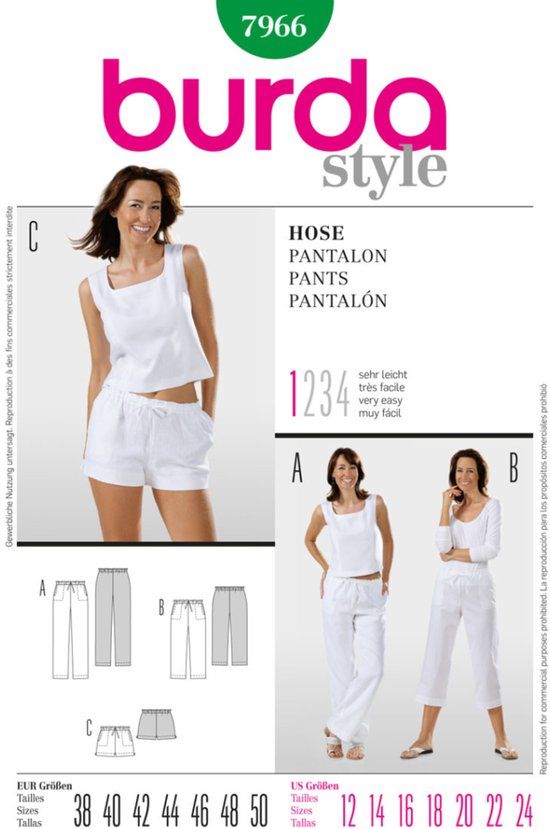 Burda Naaipatroon 7966 - Broek in variaties