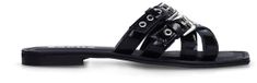 Sacha - Dames - Zwarte leren buckle slippers - Maat 36