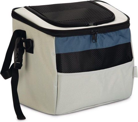 Beeztees Fietsmand Xoex - Hond - Nylon - Grijs/blauw - 40x25x30 cm