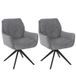 Mendler Set van 2 eetkamerstoelen HWC-Q37, draaibare keukenstoel met automatische terugdraaimechanisme, stof (680g/m²) chenille, metaal, grijs
