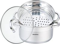 Klausberg 7144 Stoompan - 3 delen - 24 cm - 5 liter - RVS - Zilverkleurig