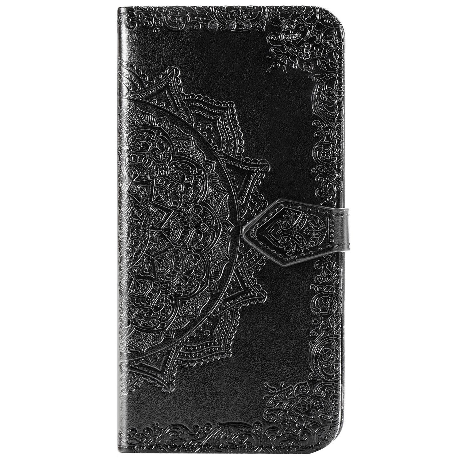 Mandala Booktype Oppo A5 (2020) / A9 (2020) hoesje - Zwart