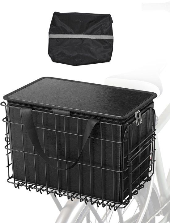 VEVOR Achterfietsmand 340x210x225mm, Opvouwbare achterwielmand met bagagenet, Uitneembare binnenzak en hoes, Bagagedragermand voor het vervoeren van honden, huisdieren, fruit en voedsel