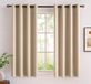Goodivery ® Rideaux opaques élégants avec œillets pour petites fenêtres, set de 2, beige, tissu, 140x145 cm